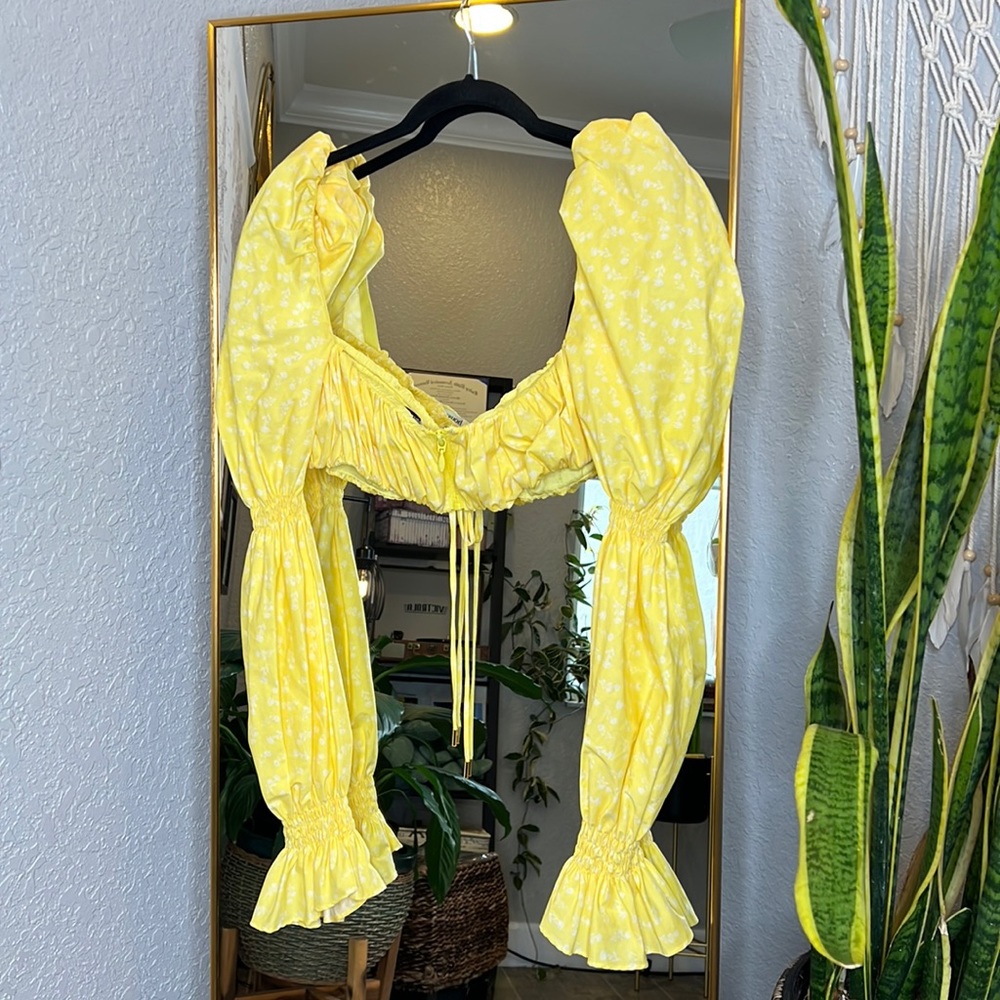 House of CB ‘Henrietta’ Lemon Floral Shirred Bralette Top NWOT - Picture 7 of 9